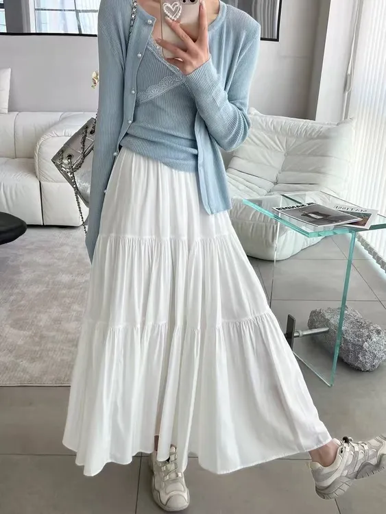 七言家  巨好看白月光！拼接半身裙@