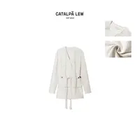 CatalpaLew「松花酿」墟生美学亚麻空气洗解构腰绳纸感风衣#C52354