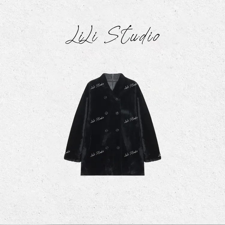 PCNY丨不理理「墨柔双襟」西班牙若水羊皮毛一体皮草外套