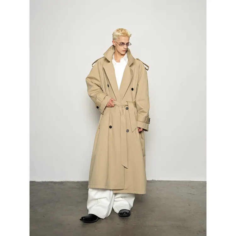 DBW Doublewin高级松弛感大廓形长款风衣男随性宽松大衣外套1342