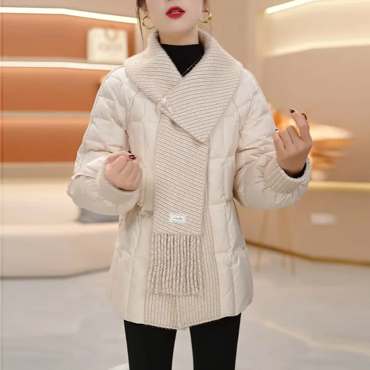 高级设计感时尚保暖羽绒服女2025冬季新款百搭宽松白鸭绒加厚外套