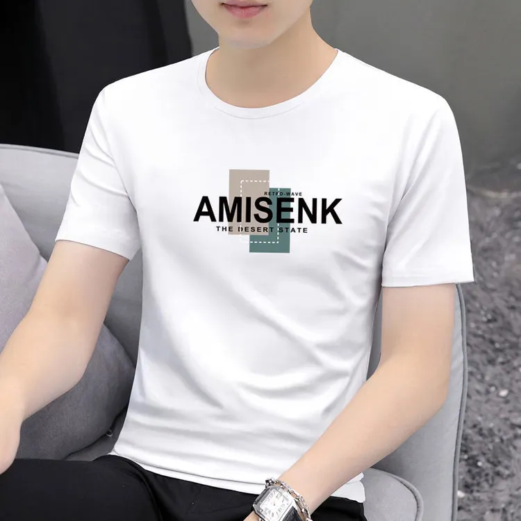 2025夏季男装短袖T恤圆领打底衫潮流修身款内搭休闲百搭上衣服男