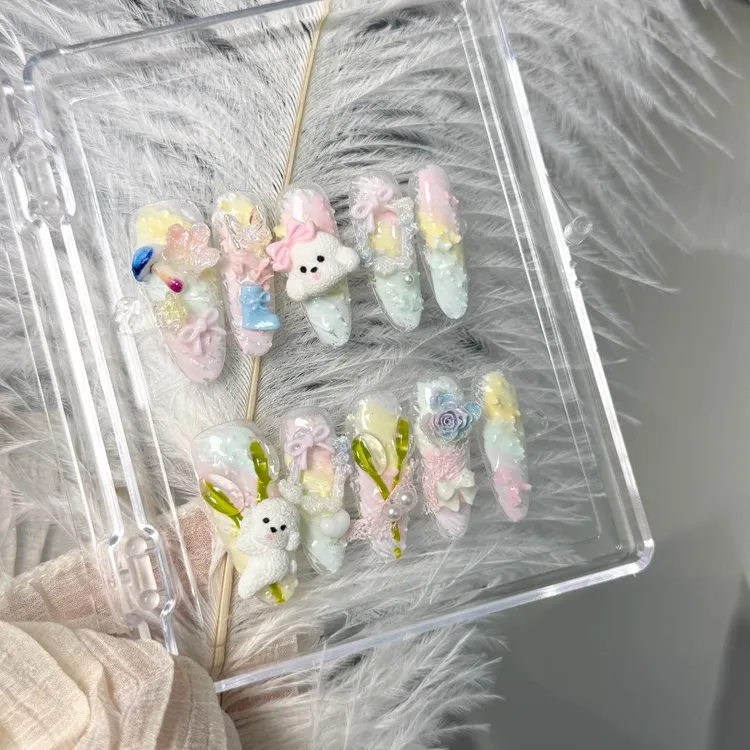 （现货48h发出）纯手工穿戴甲仙女款送工具包送盒子