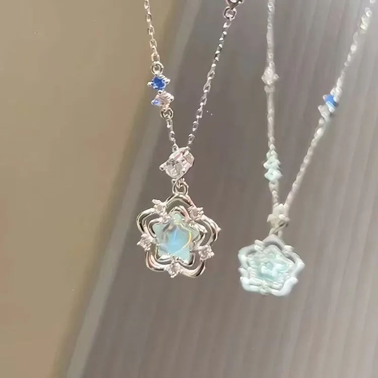 精致海洋之心项链女幻彩爱心ins新款学生高级轻奢小众设计锁骨链