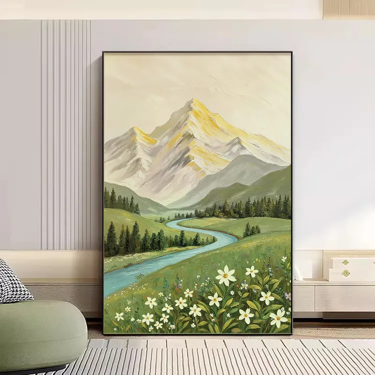 日照金山客厅装饰画靠山图沙发背景墙挂画新款山水画入户玄关壁画