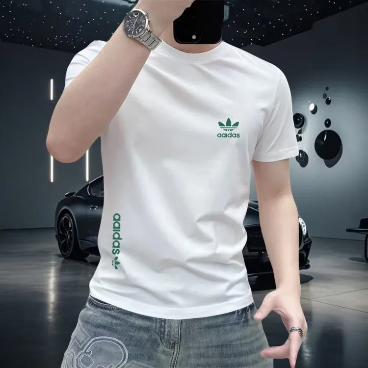 夏季潮牌圆领上衣新款印花纯棉短袖T恤修身百搭男女款半袖