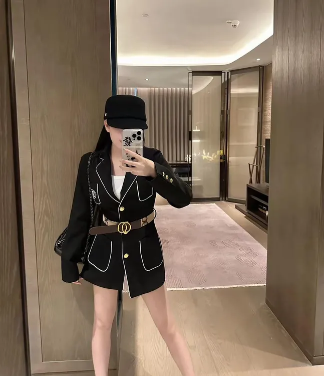 YDD•「Z-473」秋季韩版新款简约系带西装女小西服多口袋外套MM-1008