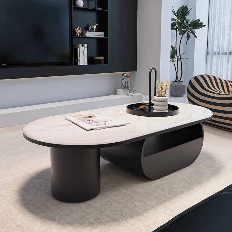 微晶石岩板茶几中古风客厅家用小户型现代简约轻奢高级感设计师款