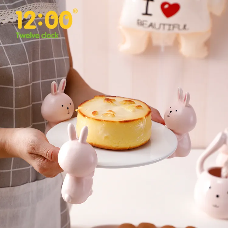 卡通果盘蛋糕托盘甜品台展示架8寸圆形置物架下午茶托盘家用可爱