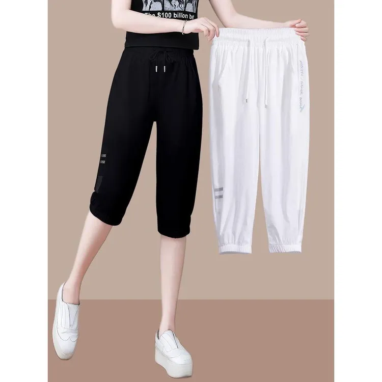 夏季薄款冰丝速干七分裤2025新款小个子运动裤显瘦速干休闲裤子女