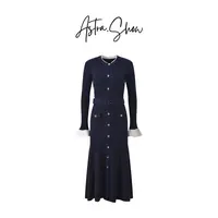 Astra闪闪|【巴黎之约】单排多扣设计师千金风连衣裙喇叭袖轻奢