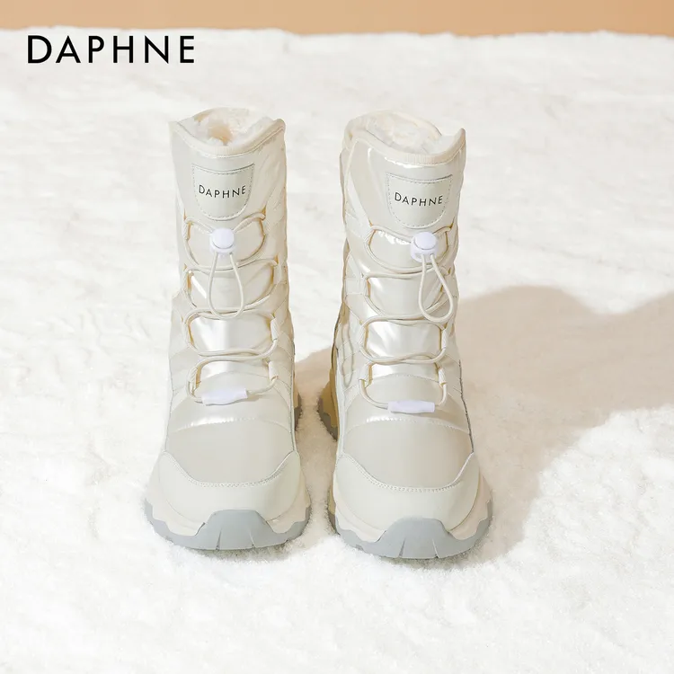 达芙妮厚底雪地靴女2025新款冬季加绒加厚防水防滑东北户外大棉靴