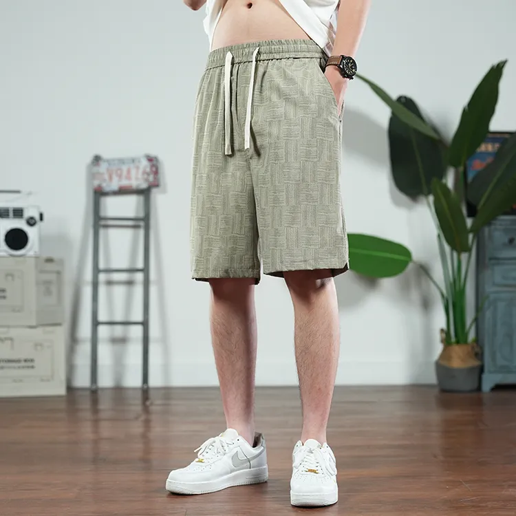 男士夏季薄款冰丝短裤2025新款宽松休闲沙滩裤运动速干五分中裤子