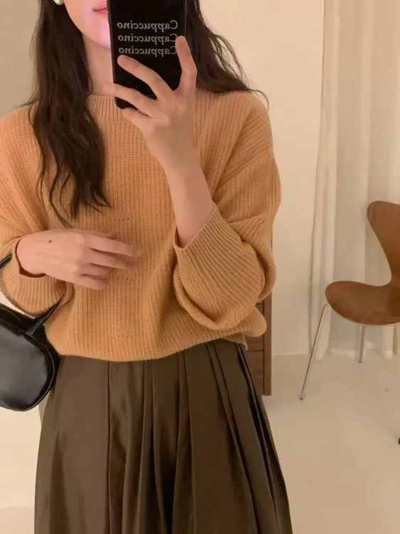 张金家百搭女人味秋冬韩系全毛糖果色系羊毛衫上衣