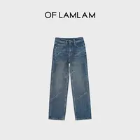 “经典回弹”弹力斜纹棉YKK洗水直筒九分牛仔裤  OFLAMLAM MK085G