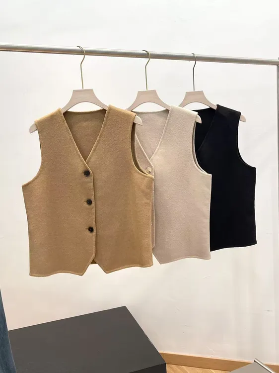 B羊毛双面呢！高端定制线 女士羊毛呢子马甲外套短大衣 G010 H7202