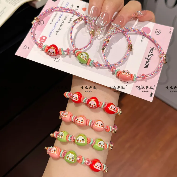 非金属陶瓷手链 端午节卡通五彩绳小粽子手绳手链手工编织红绳