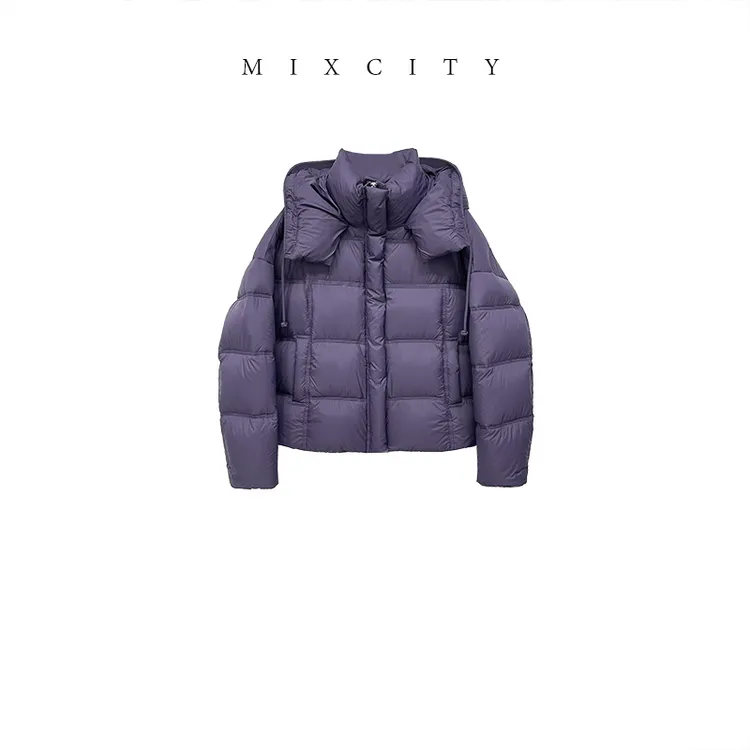 【MIXCITY亚楠家】葡萄羽绒◆白鸭绒连帽羽绒服短款保暖外套9259