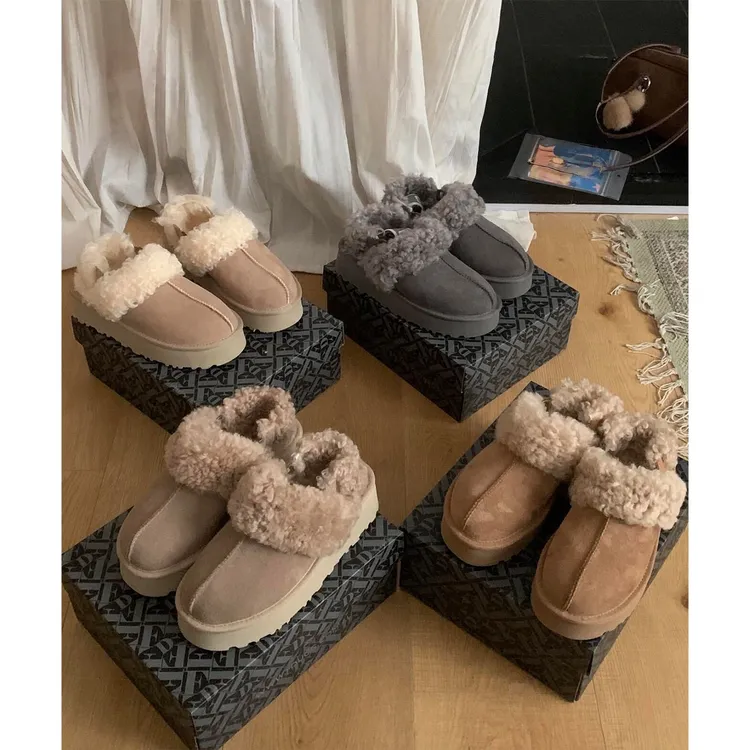 厚底增高绒面加绒毛毛雪地棉鞋女2025秋冬新款外穿包头加绒半拖鞋