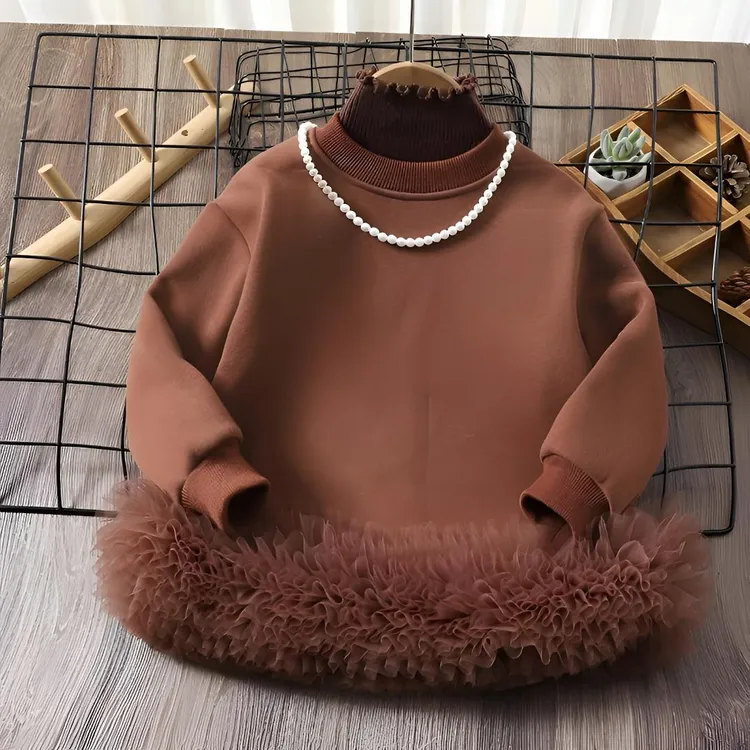 女童秋冬装加绒时髦卫衣裙韩版上衣2025新款复古儿童洋派蓬蓬裙子