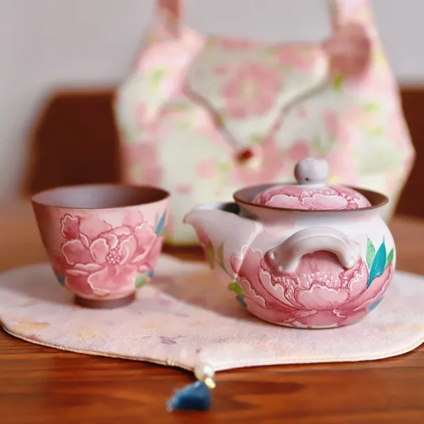 旅行茶具套装手绘盖碗茶事套组便携式专用外出携带包户外功夫快客
