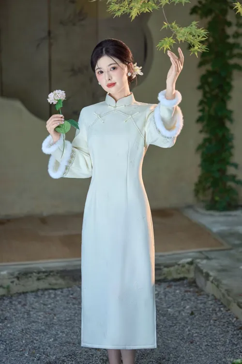 【桂子秋】新中式中长款加厚旗袍加绒冬款厚款日常复古超级好看冬季