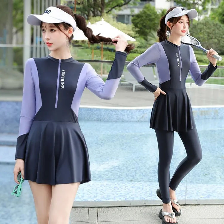 泳衣女长袖长裤2025新款爆款冲浪服防连体裙潜水服高级感加大码
