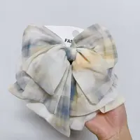 油画晕染蝴蝶结马尾抓夹女新款高级感气质百搭半扎发发夹头饰3014