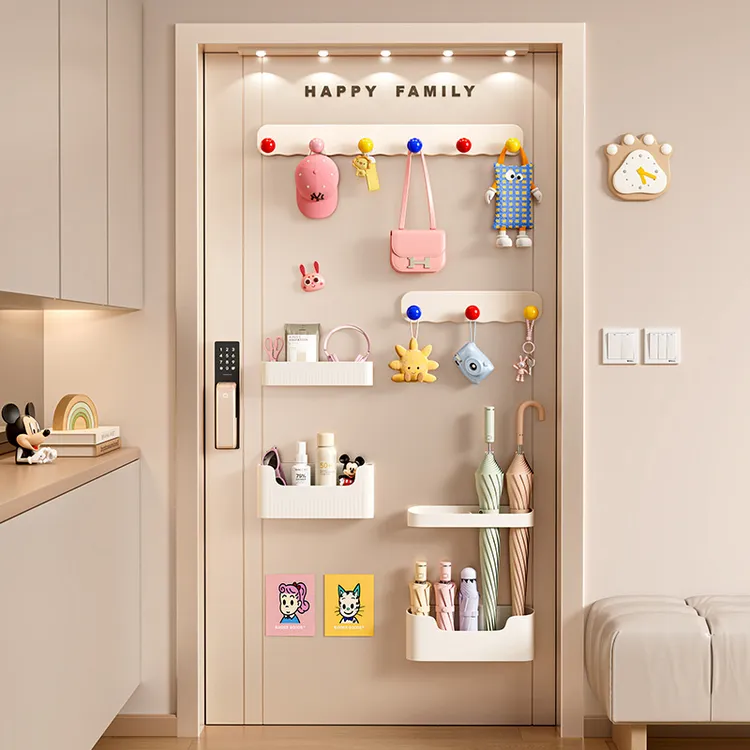 耐奔磁吸门后挂钩免打孔强力承重入户玄关挂衣服帽子收纳置物挂架