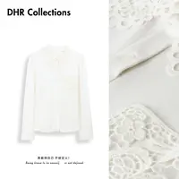 豆豆9【花边翻领衬衫】小设计气质百搭厚款长袖打底上衣女-250C072