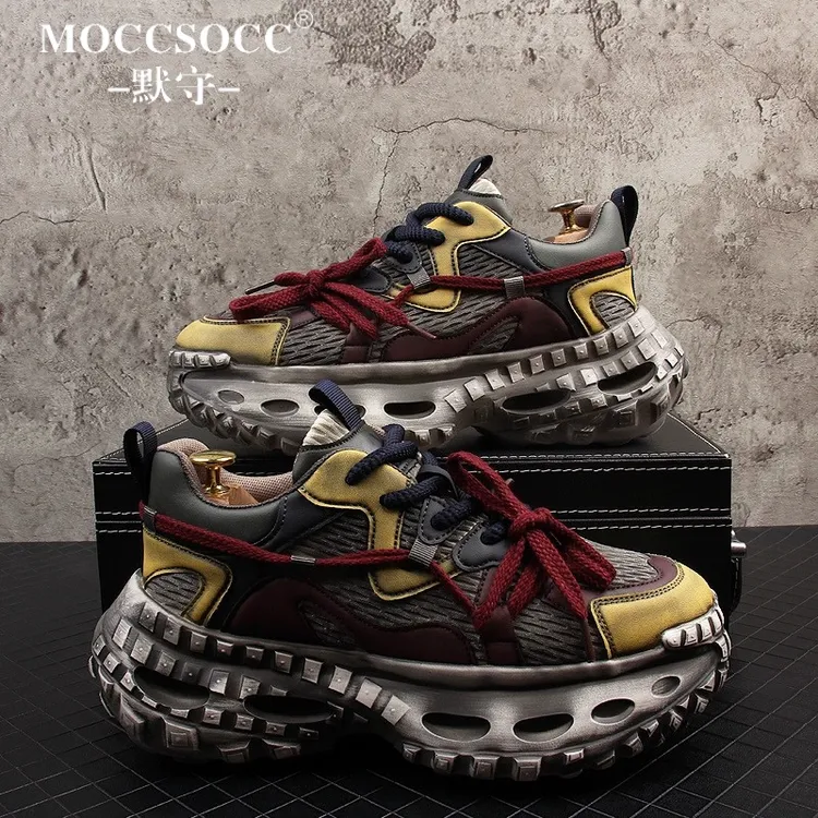 MOCCSOCC老爹鞋男款厚底增高鞋小众复古高级感男鞋时尚休闲运动鞋