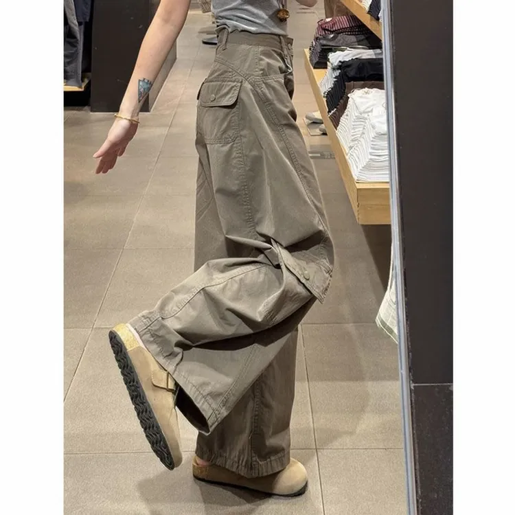 【清仓+运费险】小个子美式休闲工装牛仔裤女高腰设阔腿裤直筒裤