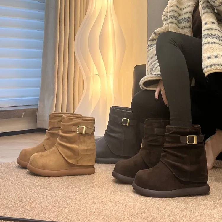 8公分增高~时尚雪地靴女2025冬款厚底百搭裤管靴保暖马丁靴厚款