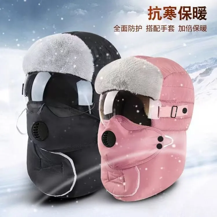 雷锋帽冬天帽子加厚一体保暖东北护耳棉帽冬季户外电动车防风防寒