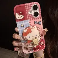 凯蒂猫抱熊转转支架手机壳适用苹果16pro/17/华为/oppo/vivo/小米