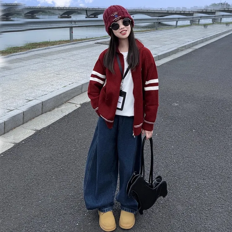 女童毛衣2025新款秋春秋装儿童洋气针织开衫外套中大童装女孩上衣