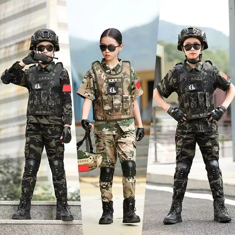 儿童迷彩服套装男女童特种兵全套战狼小学生春秋军训户外拓展训练