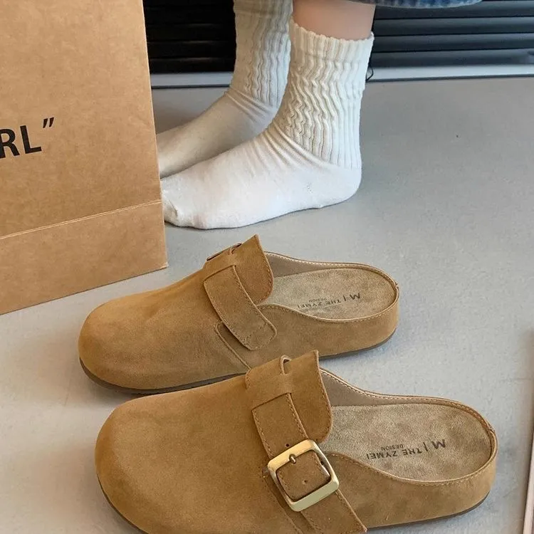 博肯半拖鞋女春夏季2025新款外穿半包头拖鞋秋凉拖法式厚底勃肯鞋