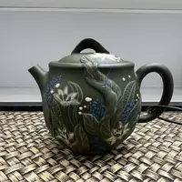 【古月壶来】D1246绿泥满工堆绘紫砂壶150cc
