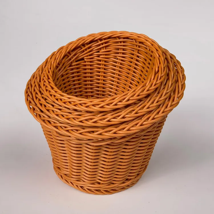 ktv蔬菜青菜火锅店塑料圆桶田园酒店斜口篮子编织