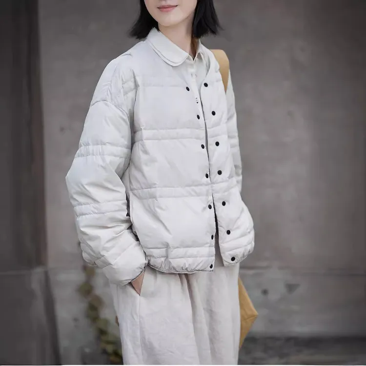 DUCURNO复古圆领羽绒服女冬季2025新款休闲加厚保暖短款百搭外套