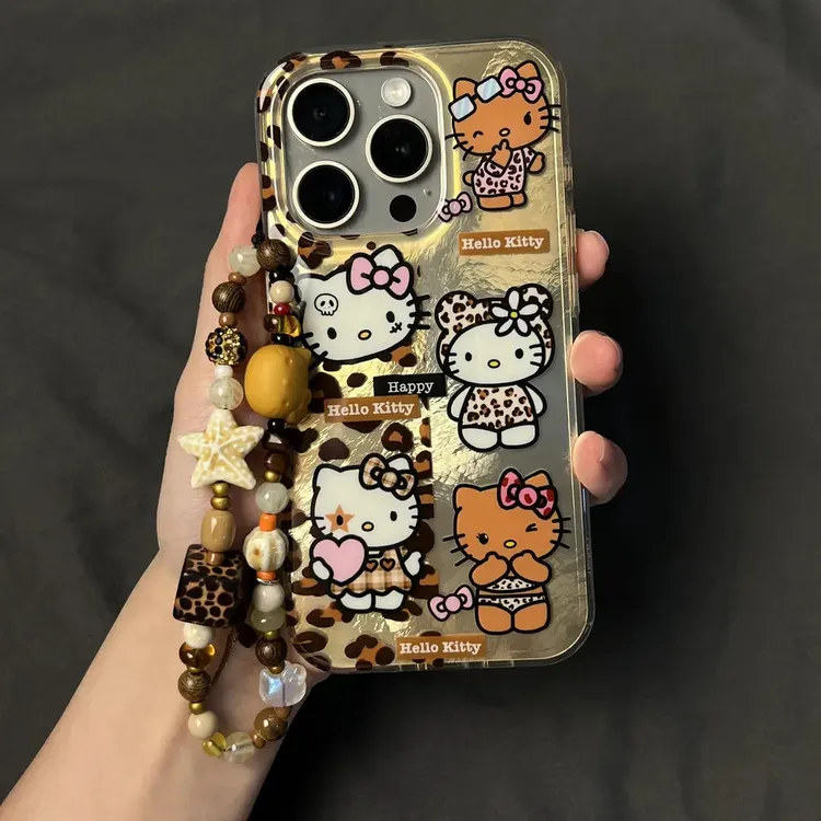 豹纹凯蒂猫适用苹果17PRO华为/OPPO/荣耀小米全包防摔手机壳全包