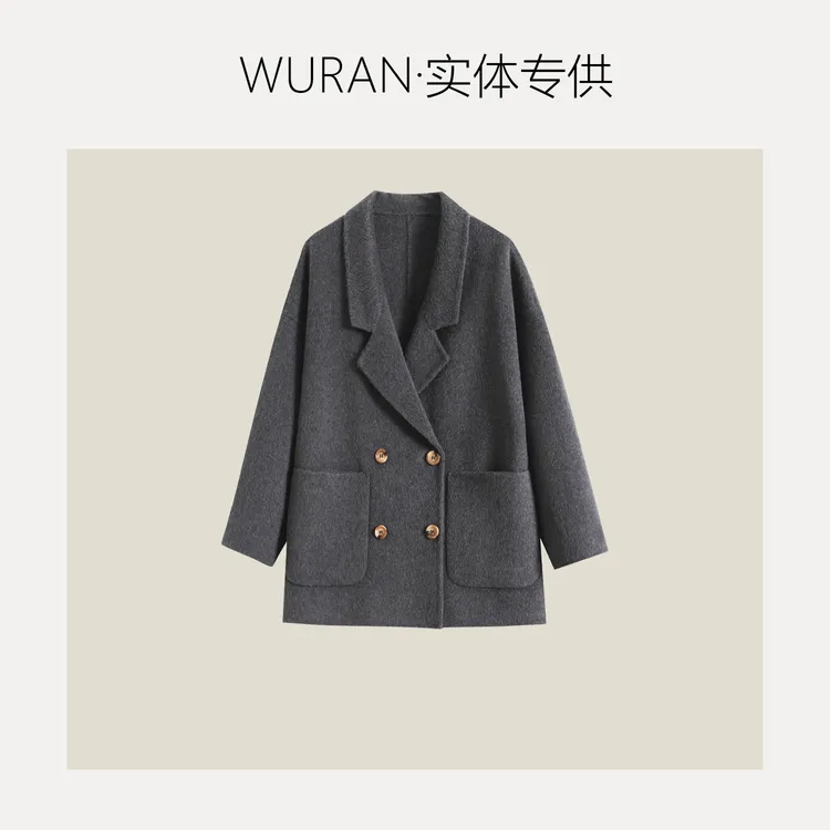 02编号902中款女【棉羊毛+山羊绒】通勤显瘦百搭双面呢毛呢外套
