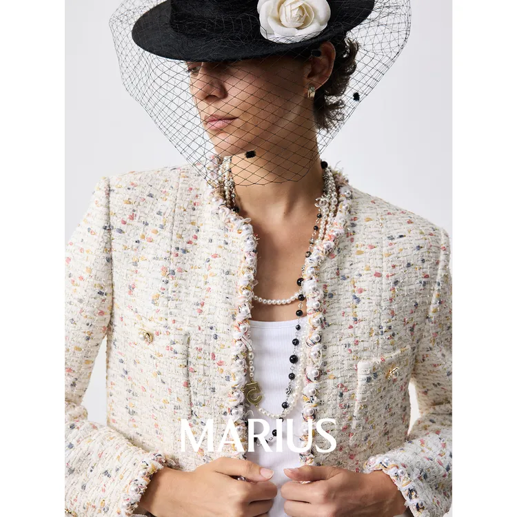 MARIUS | "彩虹糖"意大利进口立体多巴胺优雅珍珠小香外套