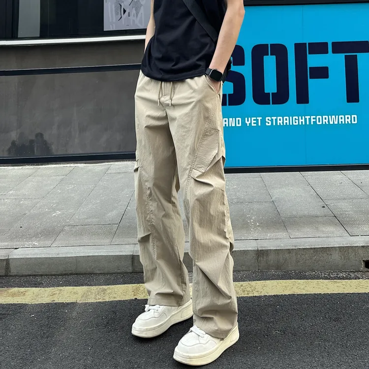 QUALCOMM秋季新款美式户外冲锋工装裤男女同款潮流皱感直筒休闲裤商品图