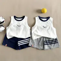 儿童棉质无袖夏季薄款休闲两件套无袖背心套装男宝韩版背心套装