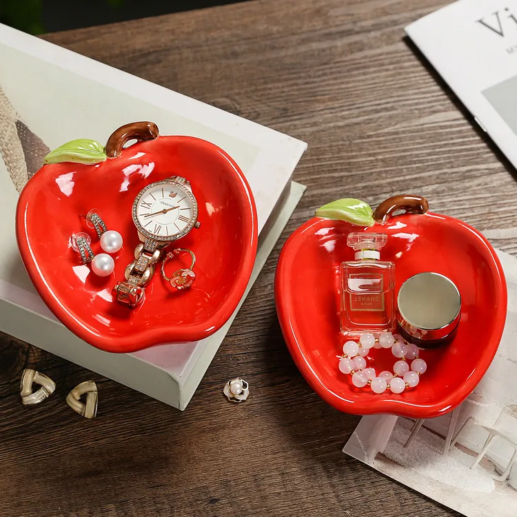 创意苹果客厅玄关家用桌面收纳摆件梳妆台化妆品首饰收纳盒装饰品