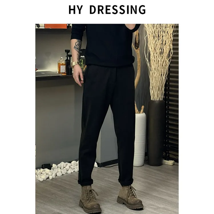 【HY穿搭】冬季「立体锥形 显瘦遮肉」高级感显贵垂顺厚款毛呢休闲裤