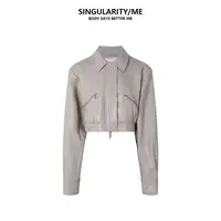 Singularity Me 9A 8311 百搭秋冬廓形气场短款翻领夹克皮衣外套