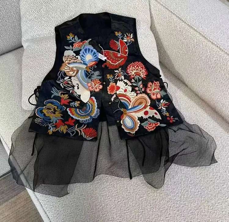 双12特~深圳98009新中式花间舞重工刺绣马甲高级感马夹显瘦坎肩